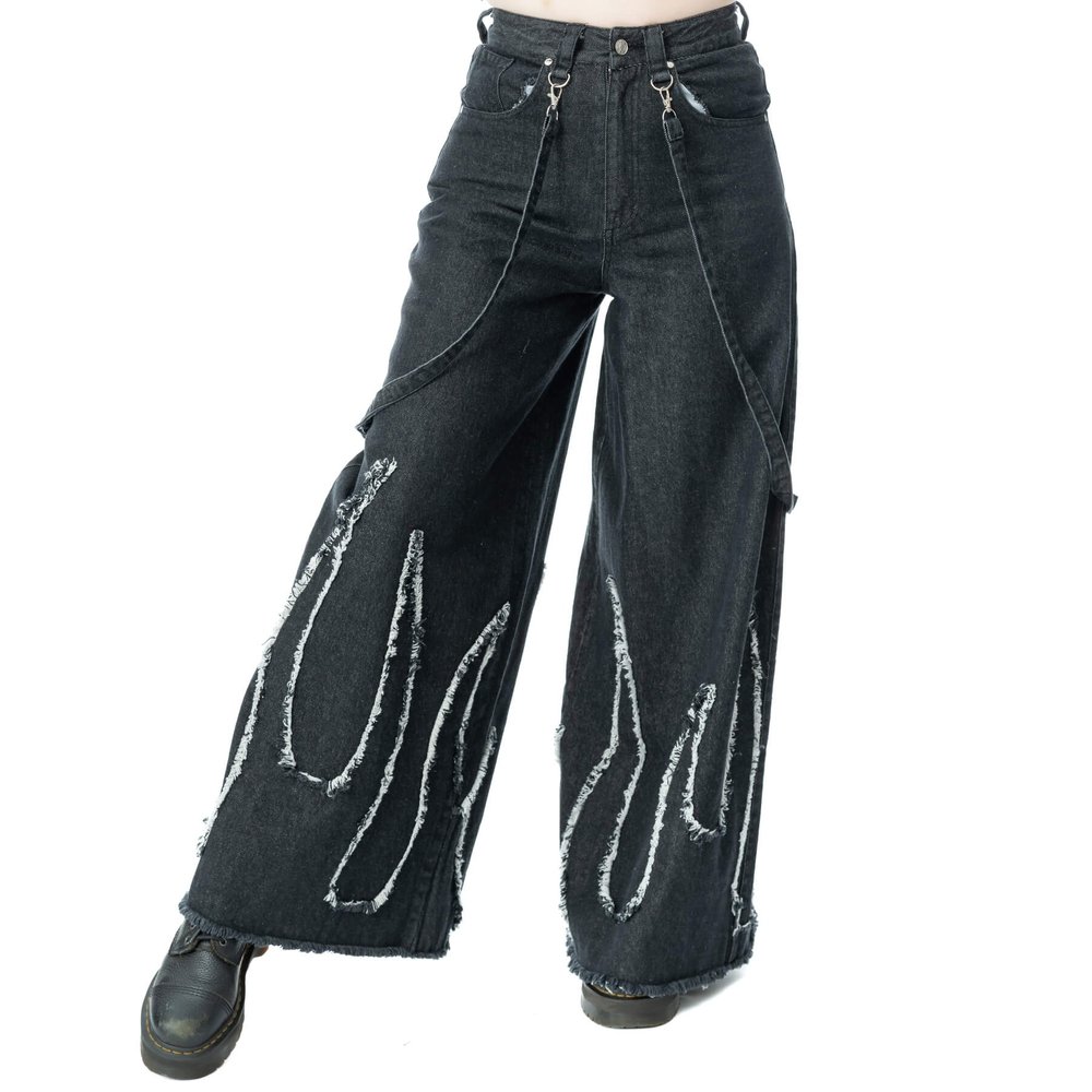 Heartless - Ablaze Jeans Stonewash Weite Hose - Schwarz